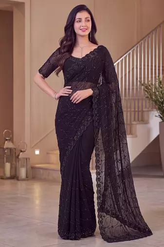 Black designer bidds handwork saree