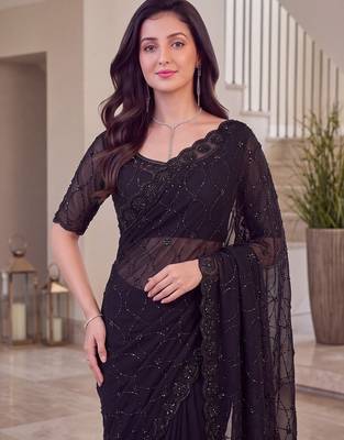 Black designer bidds handwork saree 2