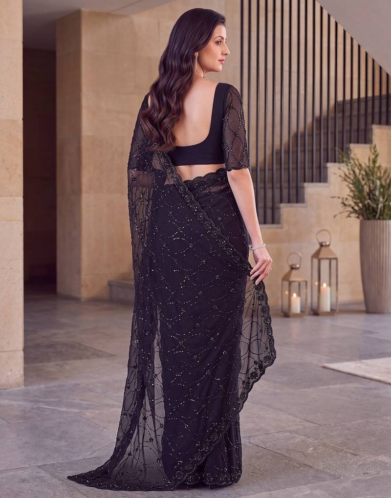 Black designer bidds handwork saree