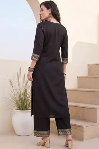 Women Ethnic Motifs Embroidered Regular Thread Work Kurta with Palazzos
