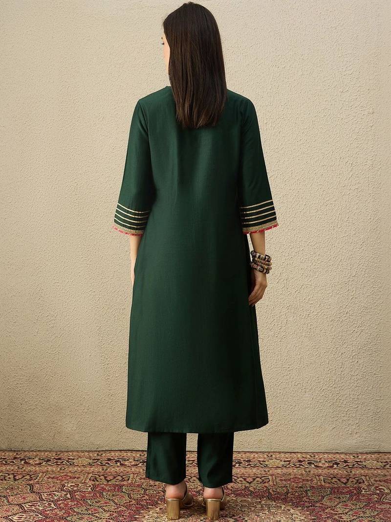 Women Regular Gotta Patti Liva Kurta with Trousers