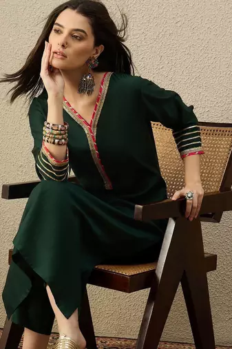 Women Regular Gotta Patti Liva Kurta with Trousers
