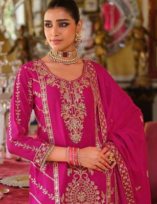 Women Ethnic Motifs Embroidered Regular Mirror Work Kurta & Palazzos With Dupatta 3