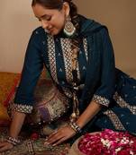 Women Ethnic Motifs Embroidered Regular Sequinned Kurta with Trousers & With Dupatta