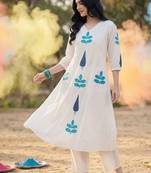 Women Ethnic Motifs Embroidered Regular Pure Cotton Kurta with Trousers
