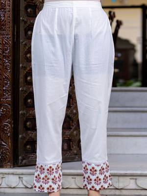 Floral Printed Empire Pure Cotton A-Line Kurta With Trousers & Dupatta 7