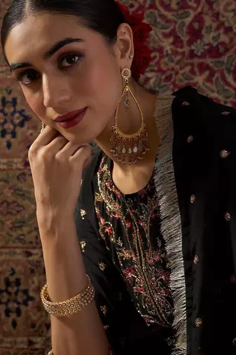 Ethnic Motifs Embroidered Straight Thread Work Kurta With Patiala & Dupatta