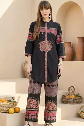 Women Ethnic Motifs Printed Regular Pure Cotton Kurta with Palazzos