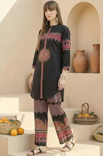 Women Ethnic Motifs Printed Regular Pure Cotton Kurta with Palazzos