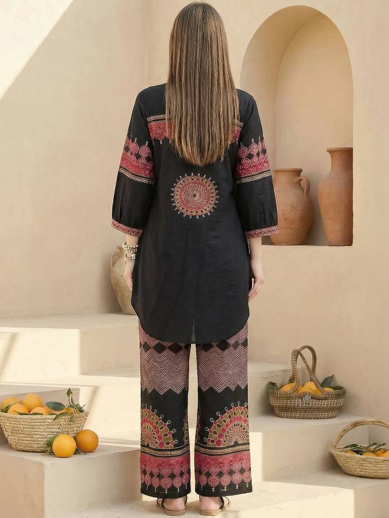 Women Ethnic Motifs Printed Regular Pure Cotton Kurta with Palazzos