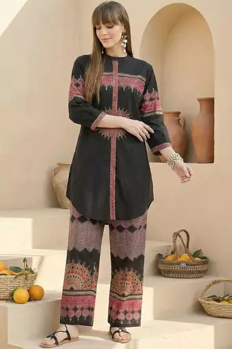 Women Ethnic Motifs Printed Regular Pure Cotton Kurta with Palazzos