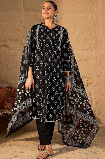 Ethnic Motifs Printed Kurta With Trouser & With Dupatta