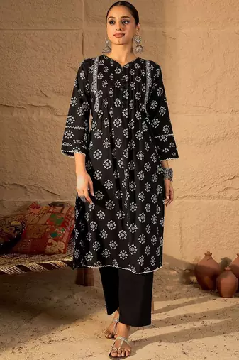 Ethnic Motifs Printed Kurta With Trouser & With Dupatta