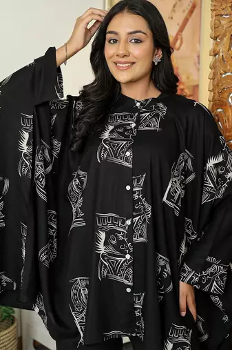 Women Printed Kaftan Kurta with Trousers