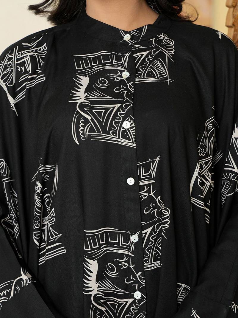 Women Printed Kaftan Kurta with Trousers