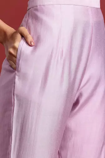 Floral Embroidered Liva Kurta With Trousers & Dupatta