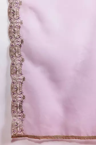 Floral Embroidered Liva Kurta With Trousers & Dupatta