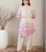 Floral Printed Mandarin Collar Straight Kurta With Trousers