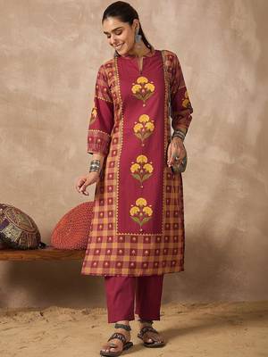 Women Ethnic Motifs Printed Regular Pure Cotton Kurta with Trousers 2