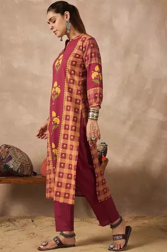 Women Ethnic Motifs Printed Regular Pure Cotton Kurta with Trousers