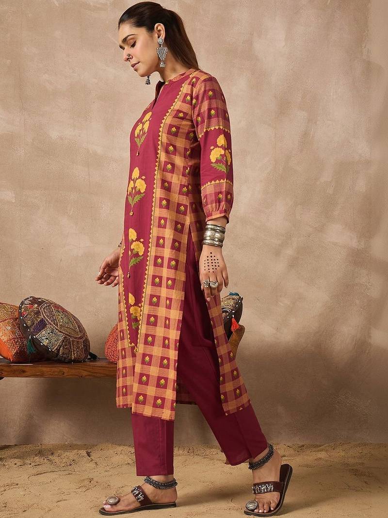 Women Ethnic Motifs Printed Regular Pure Cotton Kurta with Trousers