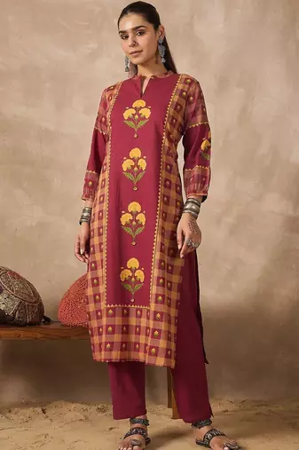 Women Ethnic Motifs Printed Regular Pure Cotton Kurta with Trousers