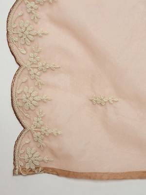 Floral Yoke Design Thread Work Straight Kurta With Trousers & Dupatta 3