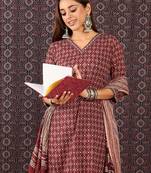 Ethnic Motifs Printed Sequinned Pure Cotton Kurta With Trousers & Dupatta