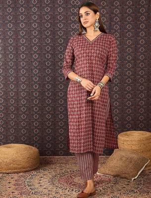 Ethnic Motifs Printed Sequinned Pure Cotton Kurta With Trousers & Dupatta 6