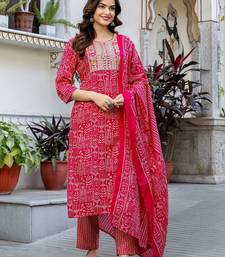 Women Ethnic Motifs Printed Regular Pure Cotton Kurta with Trousers & With Dupatta
