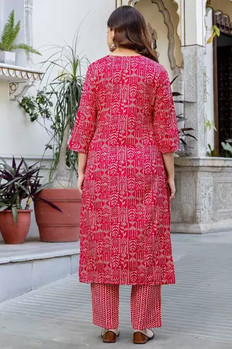 Women Ethnic Motifs Printed Regular Pure Cotton Kurta with Trousers & With Dupatta