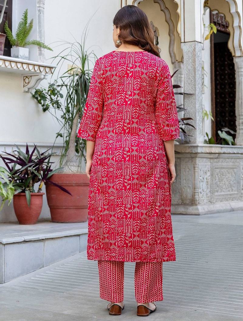 Women Ethnic Motifs Printed Regular Pure Cotton Kurta with Trousers & With Dupatta