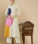 Women Colourblocked Regular  Cotton Kurta with Trousers