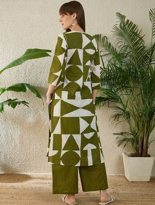 Women Printed Regular Beads and Stones Pure Cotton Kurta with Palazzos 4