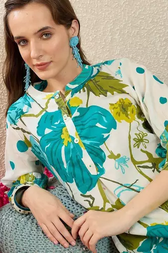 Women Floral Printed Regular Pure Cotton Kurta with Trousers
