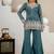 Teal heavy crunchy silk blend palazzo suit