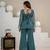 Teal heavy crunchy silk blend palazzo suit