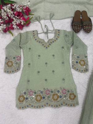 Light green fendi crush sequin sharara suit 4