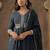 Motifs Embroidered Pure Cotton V-Neck Straight Kurta With Trousers & Dupatta