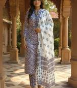 Women Ethnic Motifs Printed Regular Pure Cotton Kurta & Trousers With Dupatta