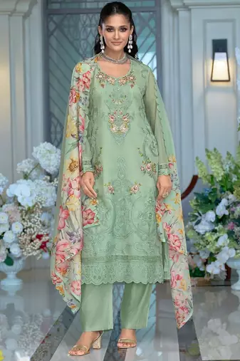 Women Floral Embroidered Regular Thread Work Kurta with Trousers & With Dupatta