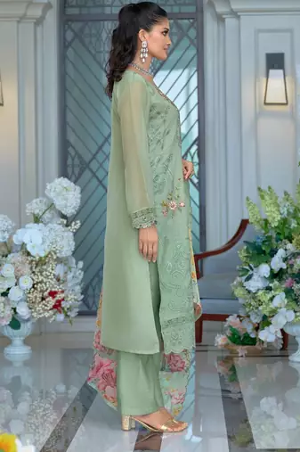 Women Floral Embroidered Regular Thread Work Kurta with Trousers & With Dupatta