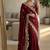 Maroon Color embroidery And sequence work Satin Saree