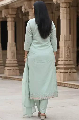 Women Ethnic Motifs Embroidered Regular Thread Work Pure Cotton Kurta Set