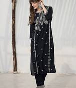 Floral Embroidered Regular Thread Work Kurta With Trousers
