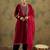 Floral Yoke Design Sequinned Velvet Straight Kurta With Trousers & Dupatta