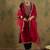 Floral Yoke Design Sequinned Velvet Straight Kurta With Trousers & Dupatta