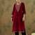 Floral Yoke Design Sequinned Velvet Straight Kurta With Trousers & Dupatta