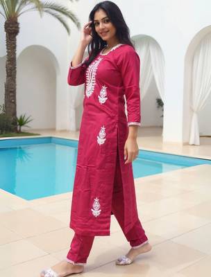 Women Ethnic Motifs Embroidered Regular Thread Work Kurta with Trousers 3