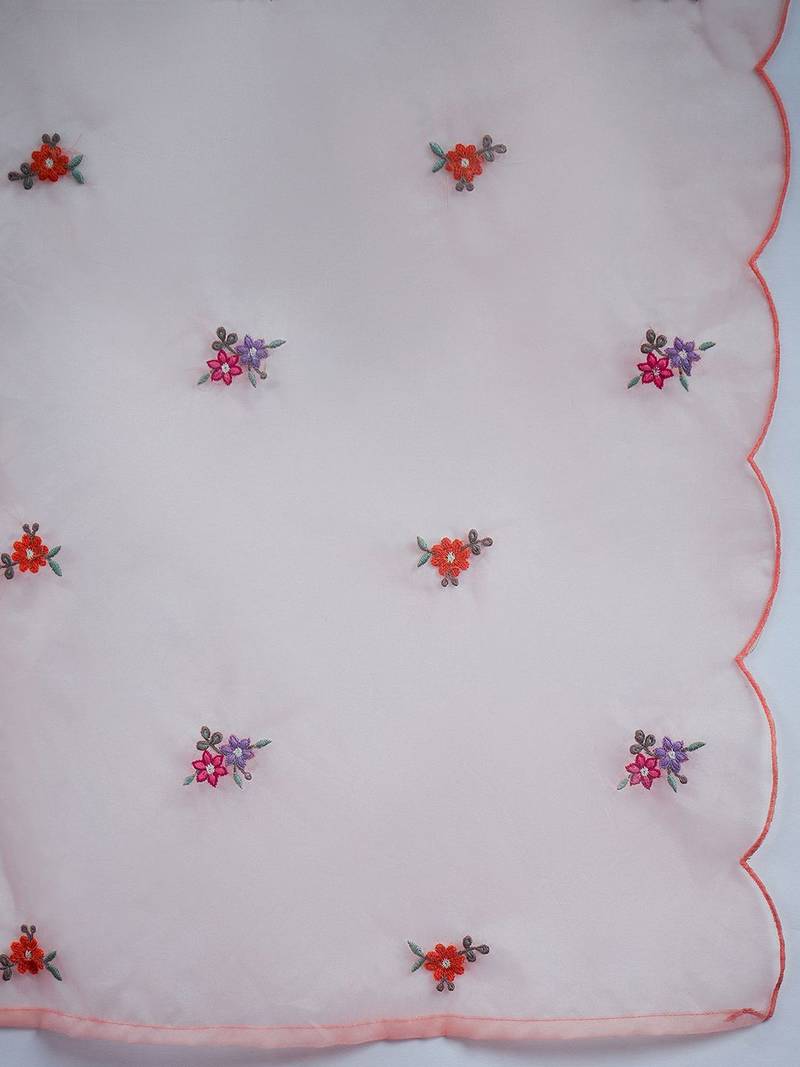 Floral Embroidered Straight Kurta With Trousers & Dupatta